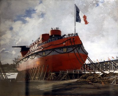 El lanzamiento del acorazado Hochen de Alexandre Jean Baptiste Brun